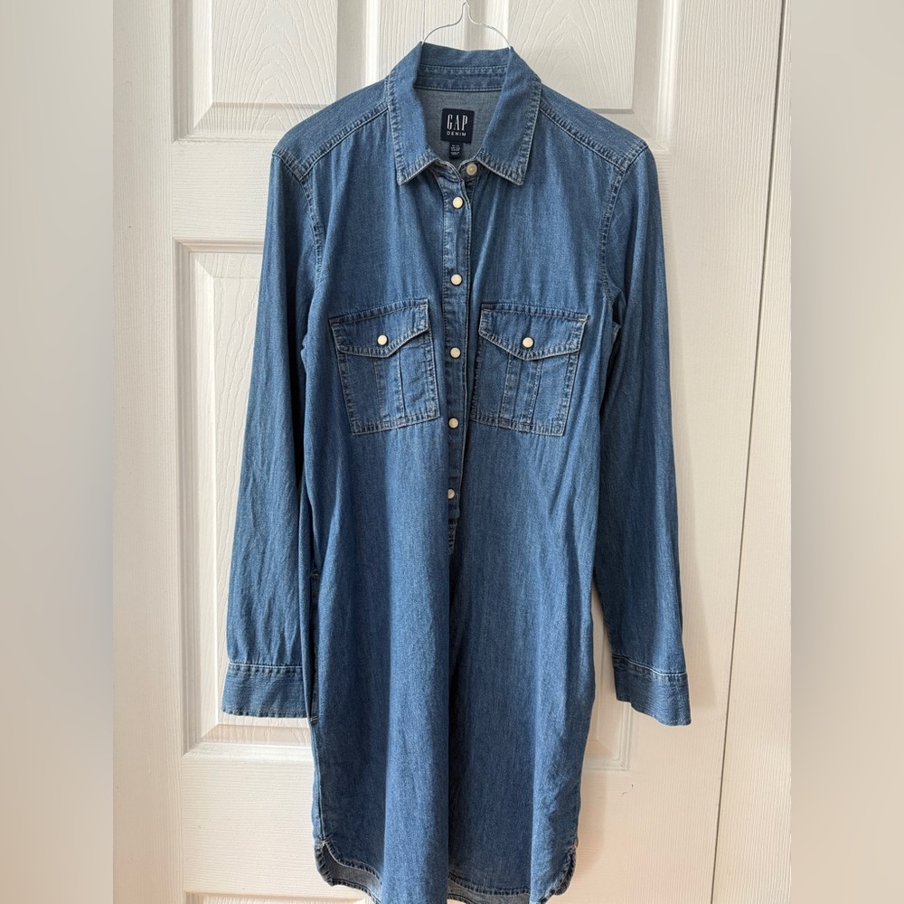 GAP Blue Denim Long Sleeve Dress
